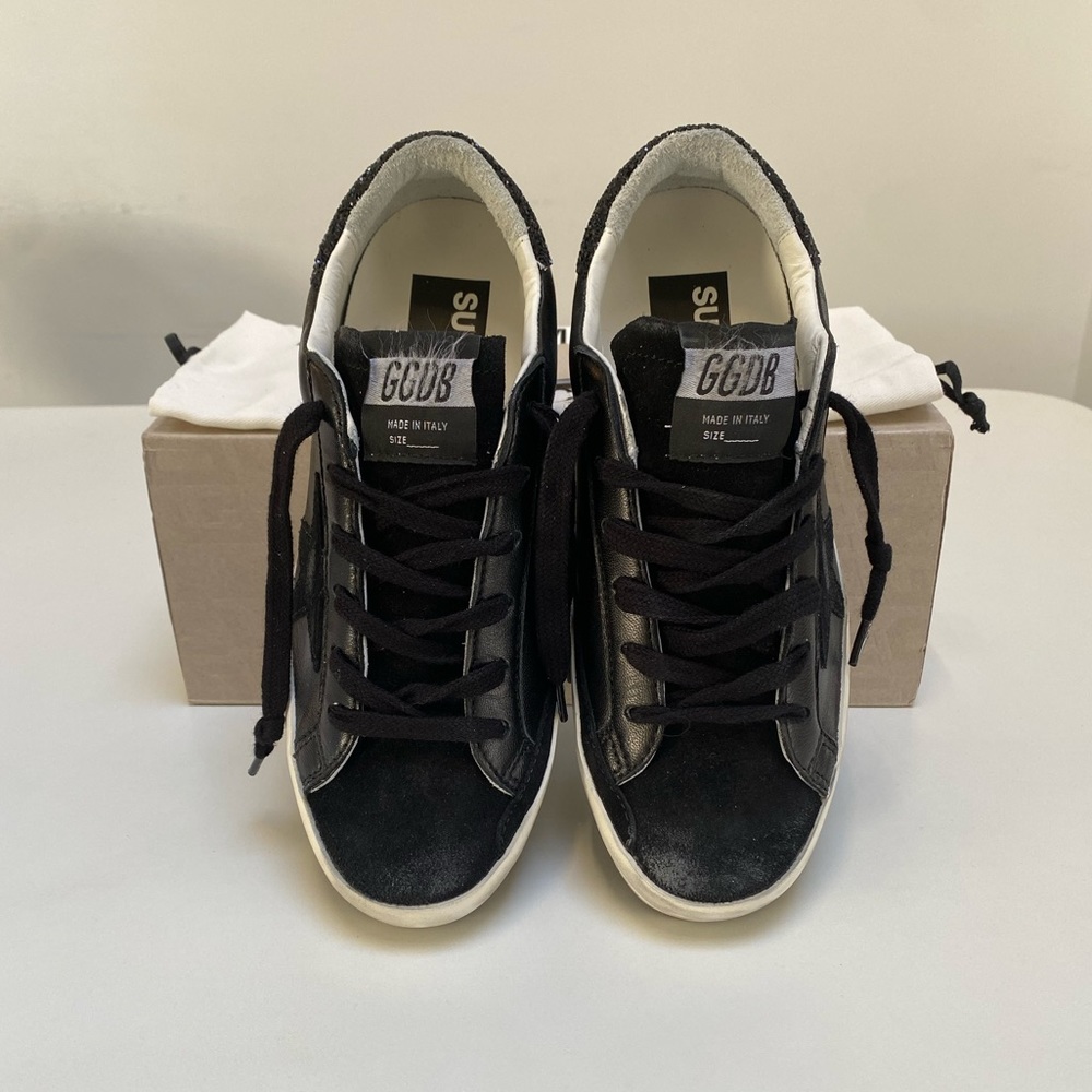 Golden Goose Superstar Sneaker Black Leather/Suede/Glitter sz 36 New in Box - Picture 8 of 15